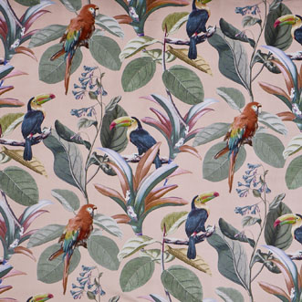 Parrot, Coral - Fabric Only